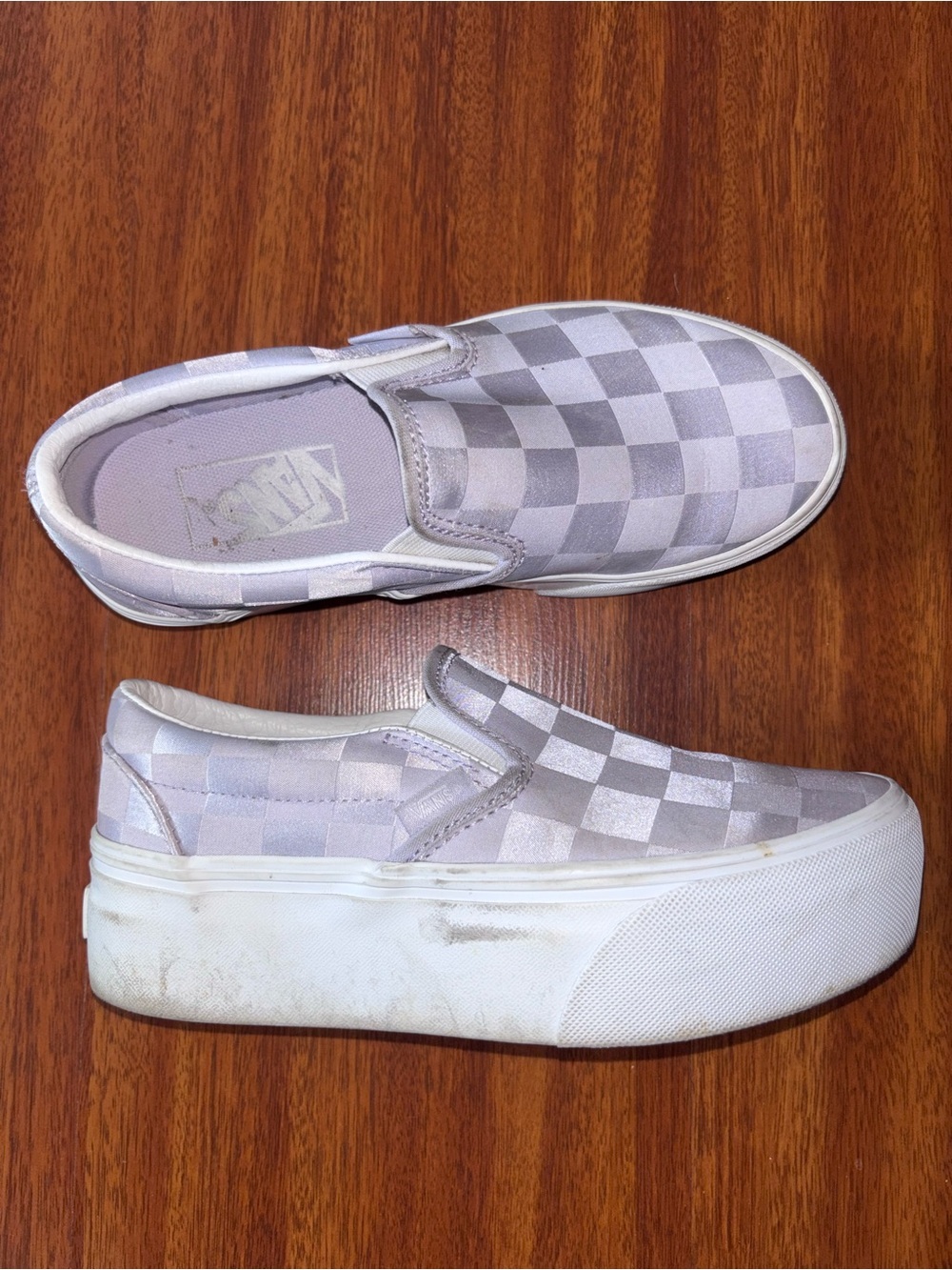 Vans Women’s Slip-On Platform Sneakers - Lilac Purple Checkerboard